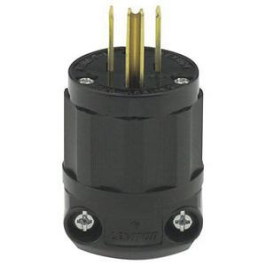 P115719.jpg Leviton 5266-CB 3-Wire 2-Pole Polarized Industrial Grade Straight Blade Plug 125-Volt 15-Amp NEMA 5-15P Black
