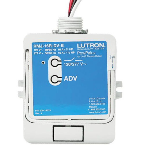 Lutron RMJ-16R-DV-B Junction Box Mount Relay Module With Soft Switch 120/277-Volt AC 16-Amp PowPak&reg;