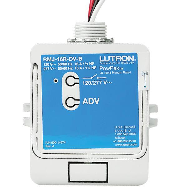 P116159.jpg Lutron RMJ-16R-DV-B Junction Box Mount Relay Module With Soft Switch 120/277-Volt AC 16-Amp PowPak®