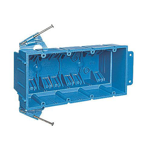 P11646.jpg Thomas & Betts BH464A PVC 4-Gang Outlet Box 7.460-Inch x 3.530-Inch x 3.180-Inch 64-Cubic-Inch Carlon® SuperBlue