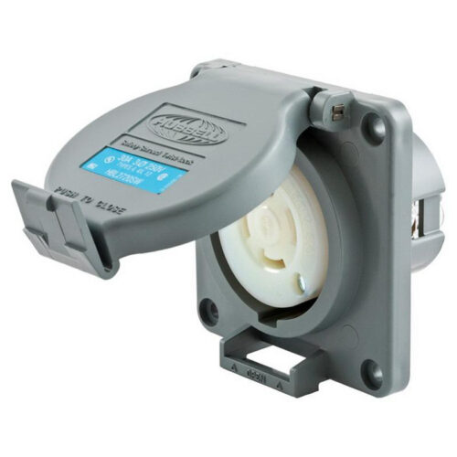 P116996.jpg Hubbell-Wiring HBL2720SW Screw Mount Watertight Single Receptacle 30-Amp 250-Volt AC 3-Phase NEMA L15-30R Gray Safety-Shroud® Twist-Lock®