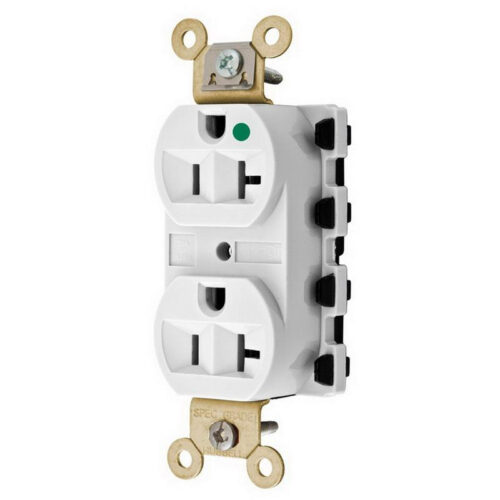 P119253.jpg Hubbell-Wiring SNAP8300WA Hospital Grade Extra Heavy-Duty Straight Blade Duplex Receptacle 20-Amp 125-Volt NEMA 5-20R White SnapConnect®
