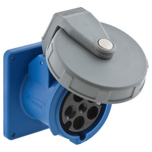 P120233.jpg Hubbell-Wiring HBL5100R9W Industrial Grade Polarized Watertight Pin And Sleeve Receptacle 4-Pole 5-Wire 100-Amp 120/208-Volt AC 3-Phase