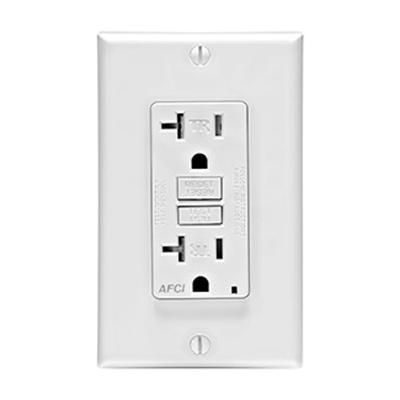 P120828.jpg Leviton AFTR2-W Residential Grade Tamper-Resistant Outlet Branch Circuit AFCI Receptacle 20-Amp 125-Volt NEMA 5-20R White Decora® SmartlockPro®
