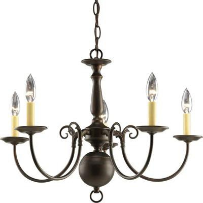 Progress Lighting P4346-20 5-Light Chandelier 60-Watt 120-Volt Antique Bronze Americana