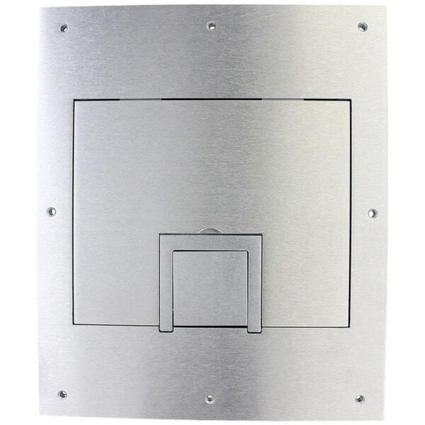P122159.jpg FSR FL-500P-SLD-ALU-C Steel U-Access Floor Box Solid Cover With Cable Exit 10.5-Inch x 0.125-Inch x 12.5-Inch FL-500 Series