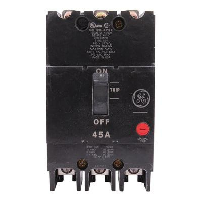 P123974.jpg GE Industrial TEY345 Bolt-On Mount Lighting Panel Molded Case Circuit Breaker 3-Pole 45-Amp 480/277-Volt AC 250-Volt DC