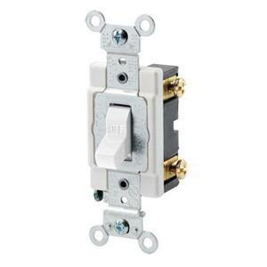 P124355.jpg Leviton CSB1-20W 120/277-Volt 20-Amp 1-Pole Commercial/Specification Grade Toggle AC Quiet Switch White