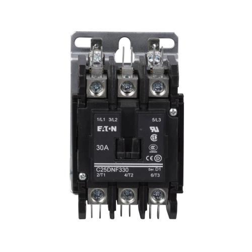 Eaton C25DNF330A 3-Pole Open Type Non-Reversing Definite Purpose Control Contactor 30-Amp 110 - 120-Volt AC