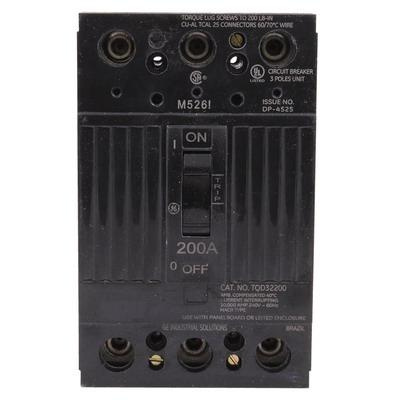 GE Industrial TQD32200WL Bolt-On Mount Type TQD Molded Case Circuit Breaker 3-Pole 200-Amp 240-Volt AC
