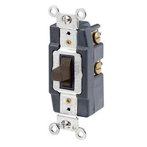 P126115.jpg Leviton 1256 120/277-Volt AC 15-Amp SPDT Center Off 1-Pole Extra Heavy-Duty Industrial/Specification Grade Toggle AC Quiet Switch Brown