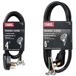 Carol 00606.63.01 Stranded Bare Copper SRDT Range Cord 6/2-8/2 6-ft Black