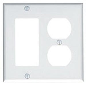 PN124814.jpg Mulberry 90672 Thermoplastic Standard Size GFI Surge Unbreakable 2-Gang Combination Wallplate (1) Duplex Receptacle (1) Block Duplex Receptacle White Endura