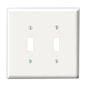 PN125146.jpg Mulberry 90072 Thermoplastic Standard Size Unbreakable 2-Gang Toggle Switch Wallplate (2) Toggle Switch White Endura